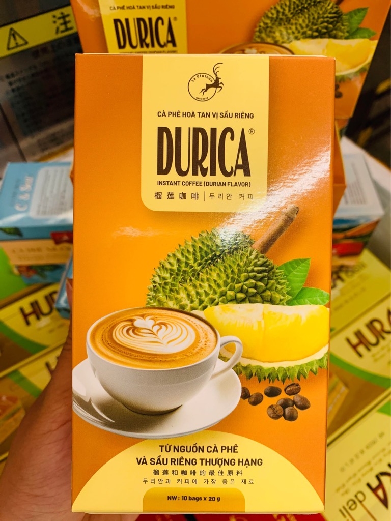 Cà Phê Durica Vị Sầu Riêng - ドリアン味インスタントコーヒー Hộp 10 gói x 20g