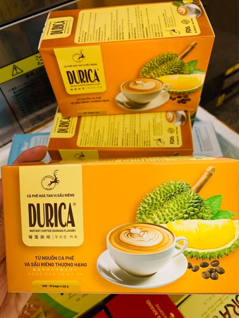 Cà Phê Durica Vị Sầu Riêng - ドリアン味インスタントコーヒー Hộp 10 gói x 20g