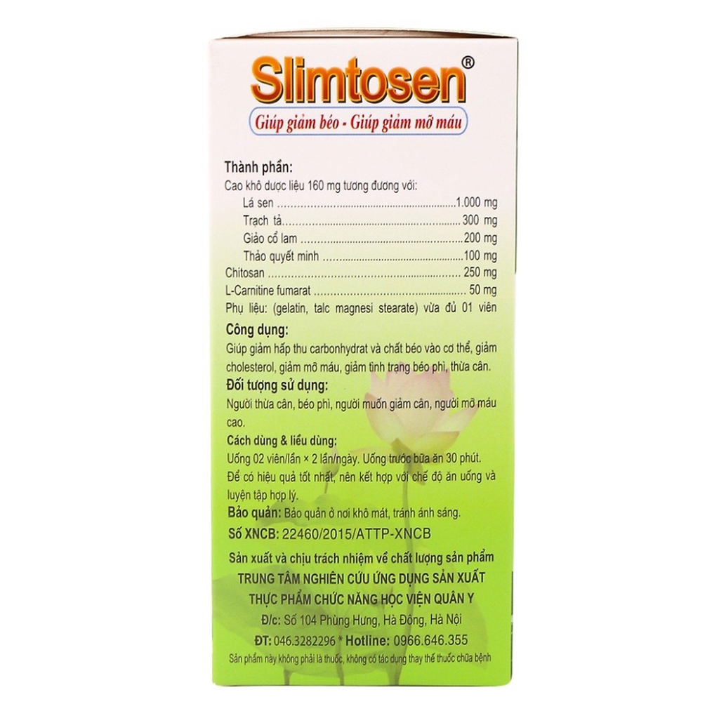 Viên Nang Giảm Cân Slimtosen Extra HVQY (Hộp 100 Viên)