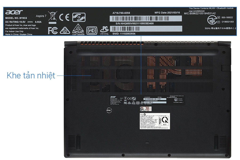 Laptop Acer Aspire 7 A715 75G 52S5 i5 9300H/8GB/512GB/4GB GTX1650Ti/Balo/Win10 (NH.Q85SV.002)