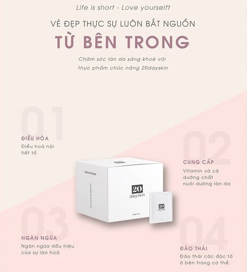 Gói Uống Trắng Da 20 Day Skin - Đánh Thức Làn Da