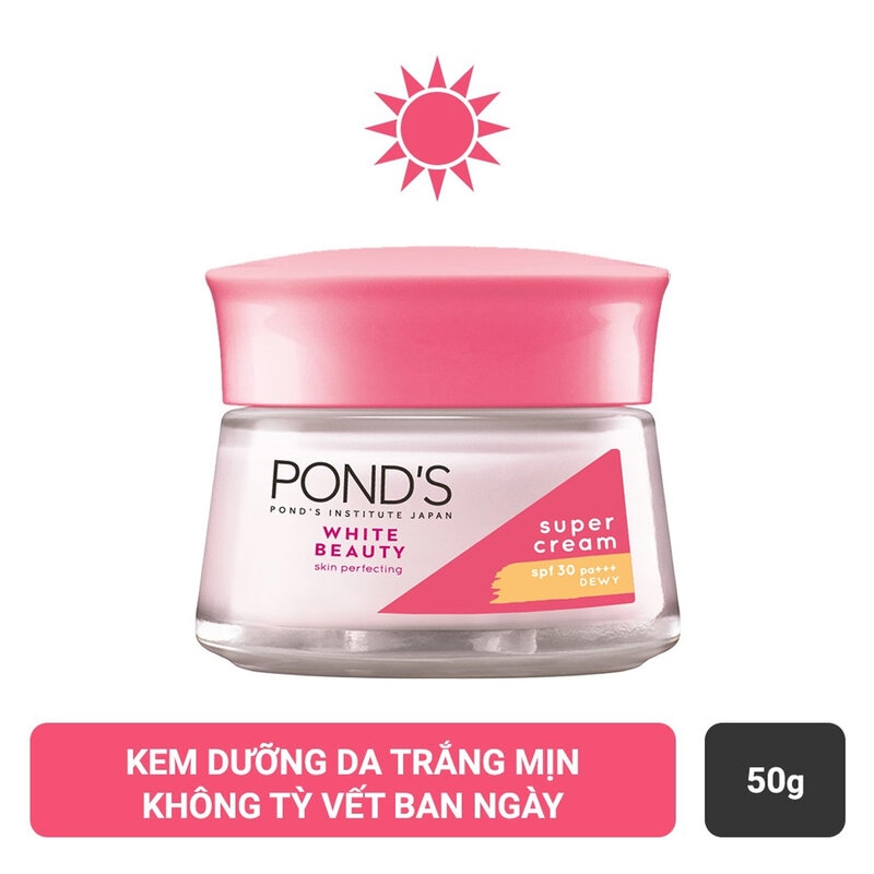 Kem Dưỡng Da Pond's Sáng Hồng Rạng Rỡ Cho Ban Ngày 50g White Beauty Super Cream SPF 30 PA+++