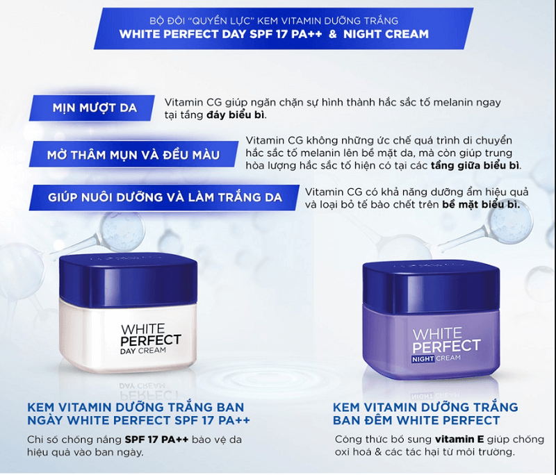 Combo Kem Dưỡng L'Oréal Làm Sáng Da Ngày Và Đêm 50mlx2 White Perfect Day & Night Cream