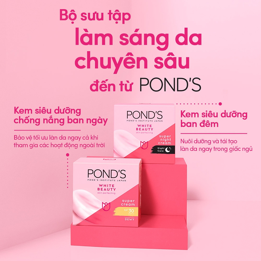 Kem Dưỡng Da Pond's Sáng Hồng Rạng Rỡ Cho Ban Ngày 50g White Beauty Super Cream SPF 30 PA+++