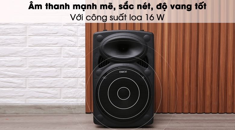 Loa Kéo Bluetooth Karaoke Enkor L1218K Đen 16W