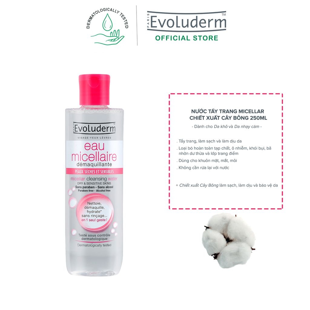 Nước Tẩy Trang Evoluderm Cho Da Dễ Kích Ứng & Nhạy Cảm 250ml