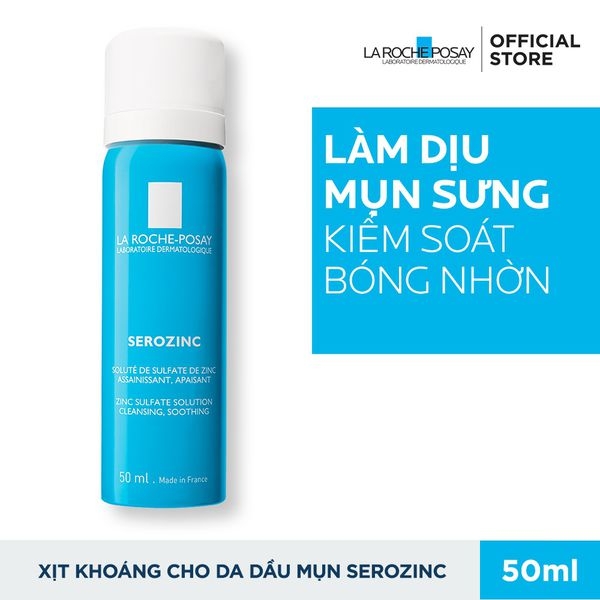 Xịt Khoáng La Roche-Posay Làm Sạch & Dịu Da Dầu Mụn 50ml Serozinc Zinc Sulfate Solution Cleansing, Soothing