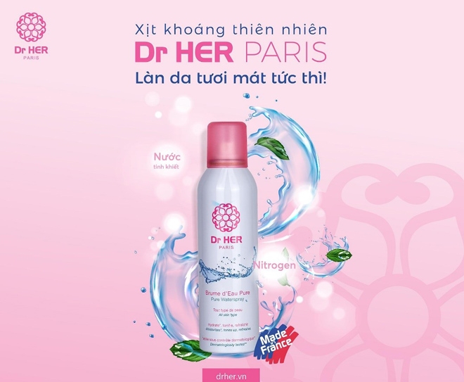 Xịt Khoáng Dr Her Paris Làm Dịu Da 150ml Pure Water Spray