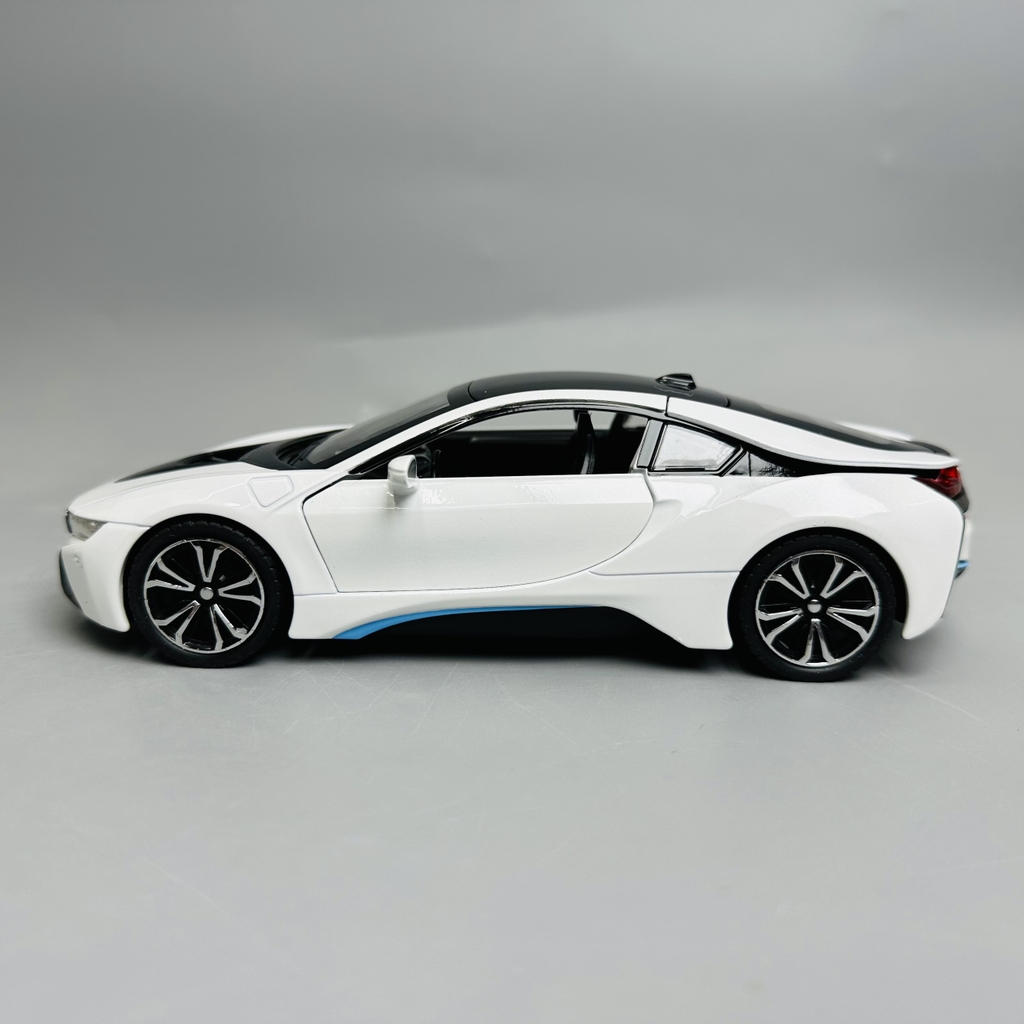 Mô Hình xe bmw i8 trắng tỉ lệ 1:22 Hợp kim có thể mở cửa - bánh sau chạy cót - Dài 21cm - rộng 9cm - cao 5cm - nặng : 800gram - FULL BOX : box màu SKU : oto292 - N3-K8-T3-S4