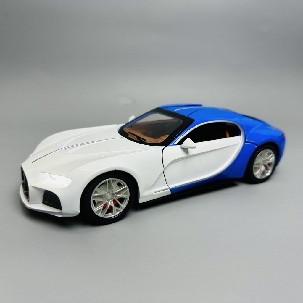 Mô Hình xe bugati xanh trắng 1:24 Hợp kim - Có tiếng - đèn pha sáng - Dài 20cm - rộng 8.5cm - cao 3cm - nặng ~ 800gram - FULL BOX : box màu SKU : oto261 - N3-K6-T1-S1