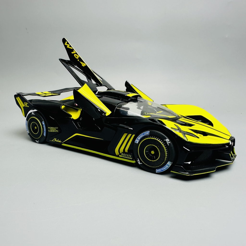 Mô Hình Xe bugati màu vàng đen 1:24 Hợp kim - Có tiếng - đèn pha sáng - Dài 21cm - rộng 9cm - cao 5cm - nặng ~ 800gram - FULL BOX : box màu SKU : oto222 - N3-K6-T4-S1