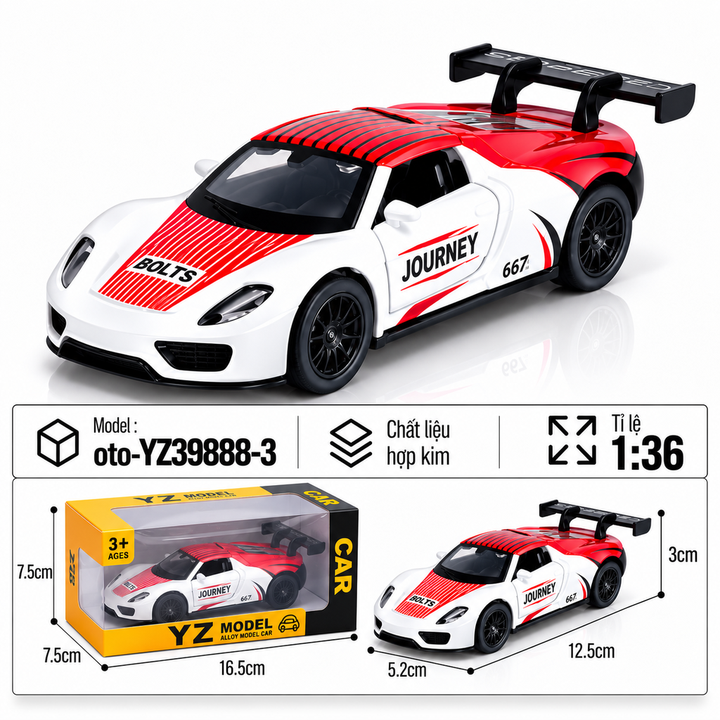Mô Hình xe oto Porsche 918 Weissach hợp kim , tỉ lệ 1:36 - Dài 12.5cm - rộng 5.2cm - cao 3cm - SKU : oto-YZ39888-3 - ( Vat : 103-01-35 )