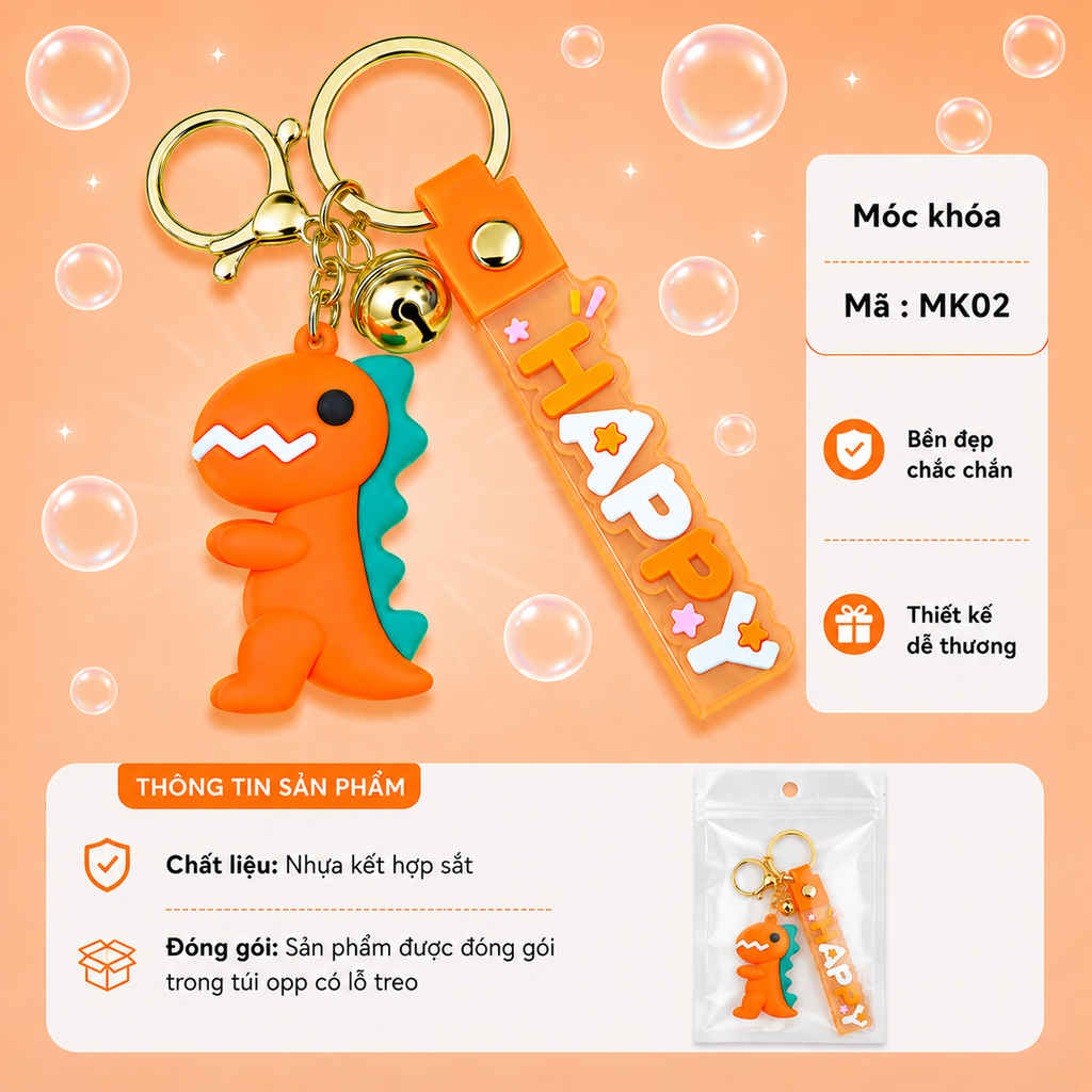 Móc khóa khủng long - SKU : mk02 -(VAT: MK001-5)