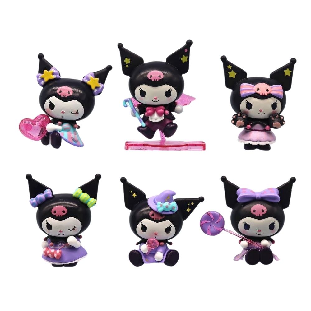 ( Giá 1 con - Bộ 6 con - Đặt Số Lượng 6 )-Mô hình kuromi Bộ 6 Melody Kuromi Bản đẹp - cao 8-9cm - Nặng 400gram - Bọc Túi Opp -SKU : hm12 - ( Vat : G873-83 )- No Box - Y1