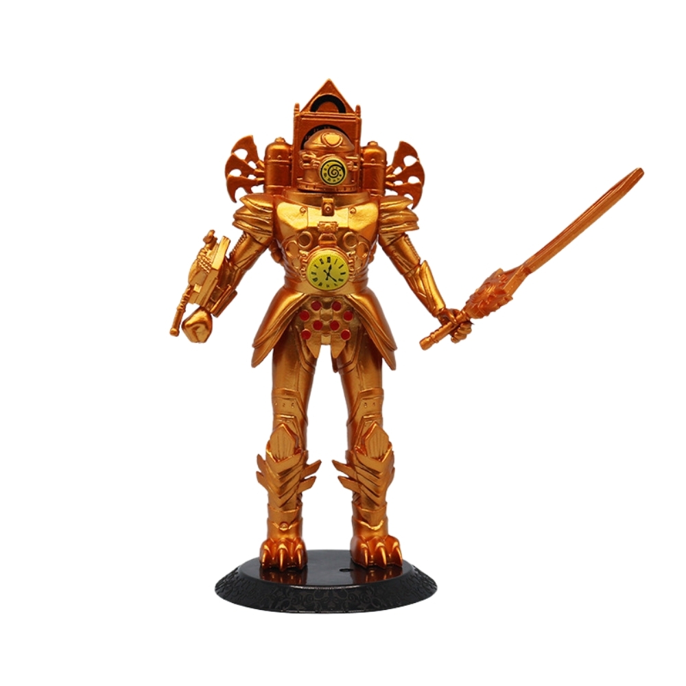 Mô Hình Toilet Man ngưới đồng hồ vàng cầm kiếm nhân vật trong Skibidi Toilet - Cao 18cm - nặng 200Gram - Bọc túi OPP - No Box -K22-T2-S2