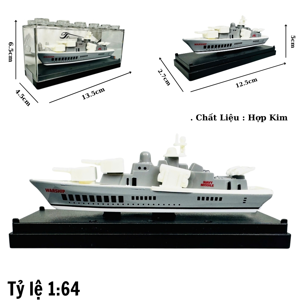 Mô Hình Tàu Hải Quân tỉ lệ 1:64 chất liệu hợp kim - SKU : oto-YM905238 ( VAT : 003-05-20 ) T1.  K1-T3-S1,2,3,4