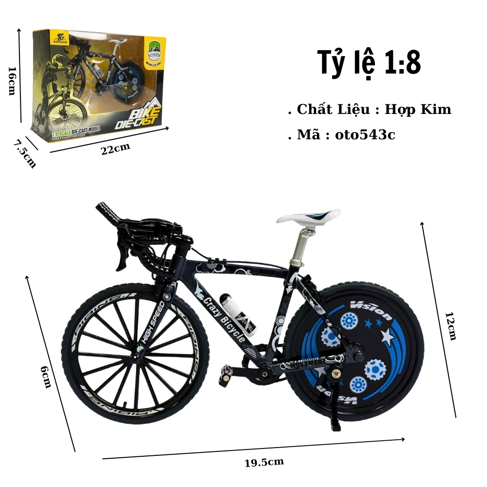 Mô Hình xe đạp đua full bánh sau 1:8 Hợp kim - Dài 19.5cm - rộng 6cm - cao 11.5cm - nặng ~ 300gram - FULL BOX : box màu SKU : XYB2020-1 - (VAT: 003-04-40)