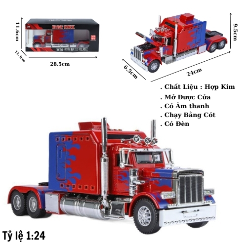 Mô Hình Xe Đầu Container Màu Trắng - Đỏ - Dài 24cm - Cao 9.5cm - Rộng : 6.5cm - nặng : 1kg - Box màu - SKU : H06111 - (VAT: 003-01-230)