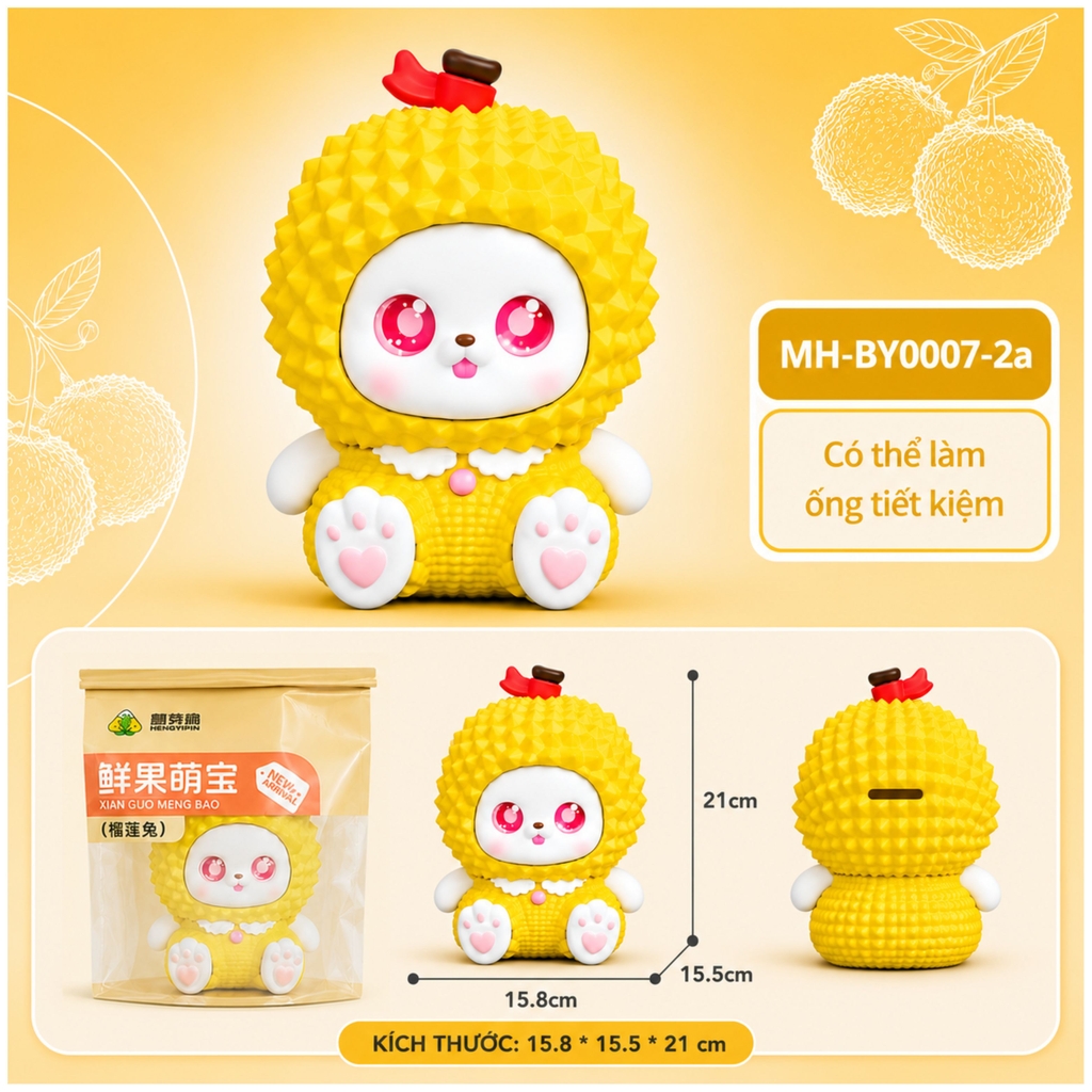 Mô Hình Các Con Vật Cosplay Trái Cây Sầu Riêng size nhỡ KT 15.8*15.5*21 cm  - SKU : MH-BY0007-2 - ( VAT : MH004 )