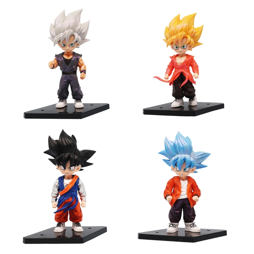 ( Giá 1 con - Bộ 4 con - Đặt Số Lượng 4 ) - Mô Hình Dragon Ball Bộ 4 Goku Dáng Đứng Có Đế - cao 17cm - nặng 780gram - DragonBall - Hộp Màu- SKU : db228 -(VAT : G873-84)  - A-14