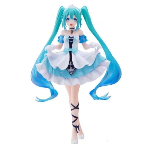 Mô Hình Hatsune Miku váy xanh cầm váy - Cao 20cm - nặng 300gram - Figure Miku - Bọc Túi - Box màu  - K21-T2-S4