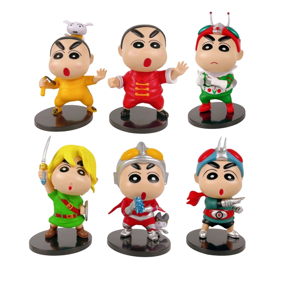 ( Giá 1 con - Bộ 6 con - Đặt Số Lượng 6 ) - Mô Hình bộ 6 Shin bút chì cosplay - Cao 10cm - nặng 300gram - Figure Cậu Bé Bút Chì - bọc túi OPP - hộp màu - (VAT : G873-78)- K32-T1-S6