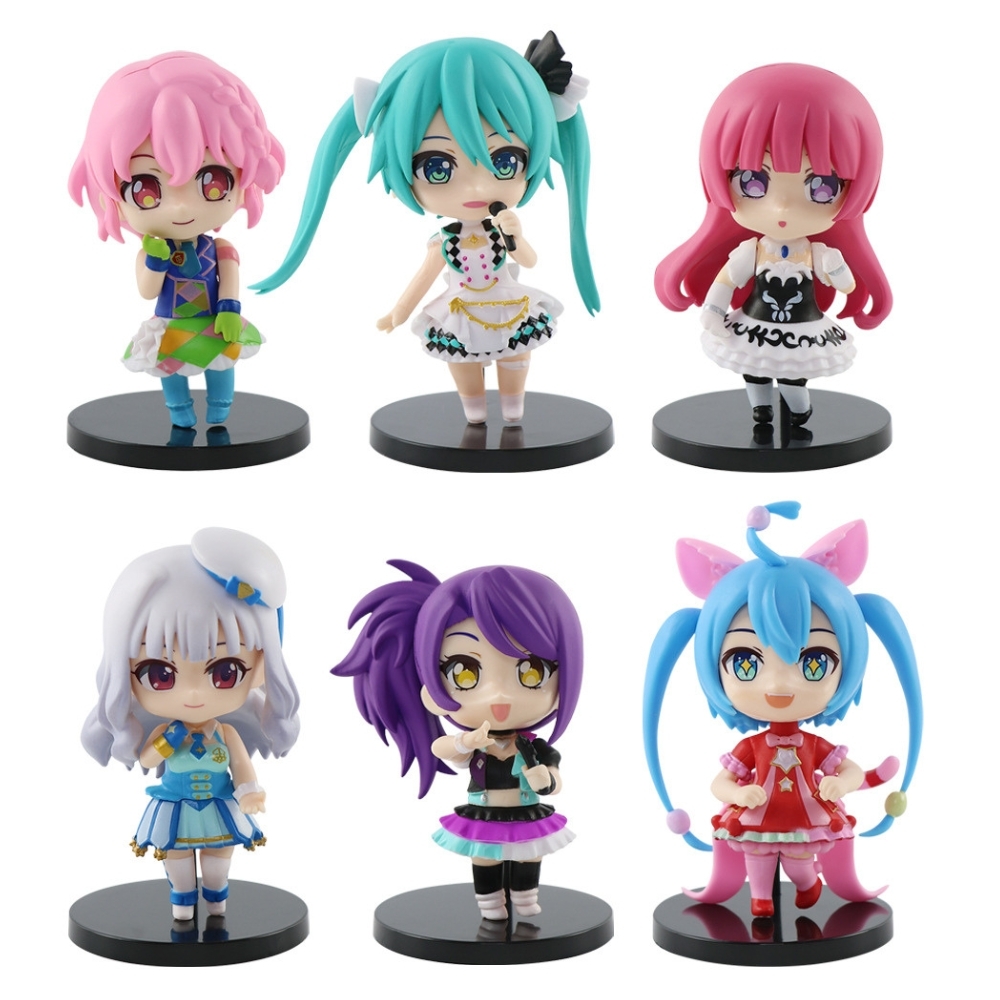 Mô Hình Hatsune Miku bộ 6 mô hình miku Bản B - Cao 9cm - nặng 300gram - Figure Miku - Bọc Túi - Box Màu - K24-T2-S9