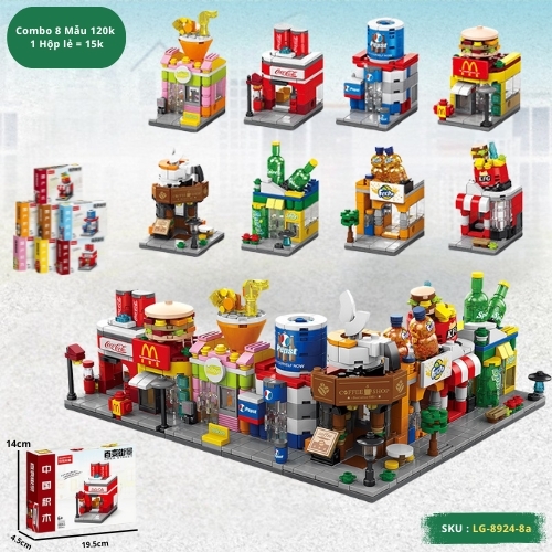 ( Giá 1 con - Bộ 8 con - Đặt Số Lượng 8 ) Bộ Lắp Ghép Mô Hình Cửa Hàng - Full Box - Sku : LG-8924 ( VAT 001-C8-90 ) K120-T1-S9-10