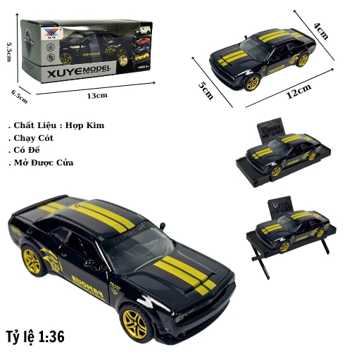 Mô Hình xe oto đua màu đen vạch vàng . tỉ lệ 1:36 - Chạy Cót - Có Kèm Đế - Dài 12cm - rộng 5cm - cao 4cm - nặng : 400gram - FULL BOX . SKU : oto527 - K114A84 - ( VAT : DC002 )- K53-T3-S9