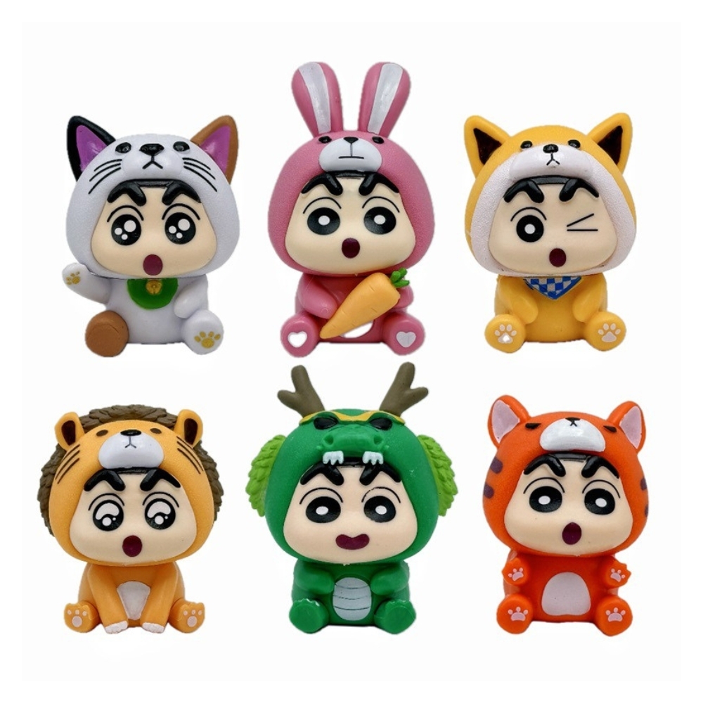 ( Giá 1 con - Bộ 6 con - Đặt Số Lượng 6 ) - Mô Hình bộ 6 Shin bút chì cosplay động vật - Cao 7-9.5cm - nặng 300gram - Figure Cậu Bé Bút Chì - bọc túi OPP - No box - SKU : HM121  (VAT : G873-78) - K23-T3-S6