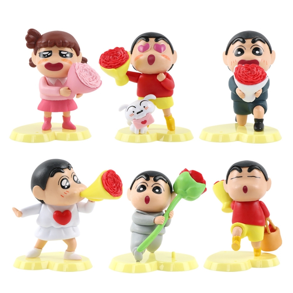 ( Giá 1 con - Bộ 6 con - Đặt Số Lượng 6 ) - Mô Hình bộ 6 Shin bút chì tình yêu- Cao 9-10cm - nặng 300gram - Figure Cậu Bé Bút Chì - bọc túi OPP - Hộp Màu -SKU : HM125 - (VAT : G873-78)  - K23-T1-S3