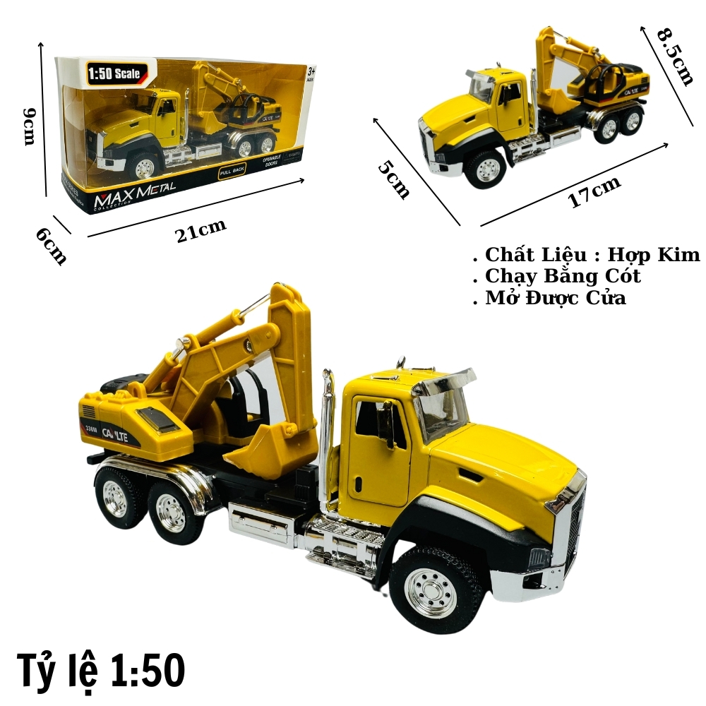 Mô Hình Xe Máy Xúc tỉ lệ 1:50 Hợp kim có thể mở cửa - bánh sau chạy cót - Dài 17cm - rộng 5cm - cao 8.5cm - nặng : 200gram - FULL BOX : box màu SKU : oto116 -