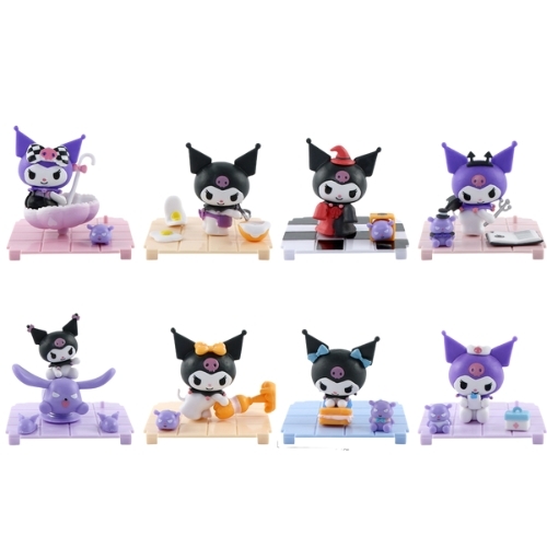 Mô hình kuromi bộ 8 kuromi - cao 6cm - Nặng 500gram - Bọc Túi - Hộp Màu  - K24-T2-S6