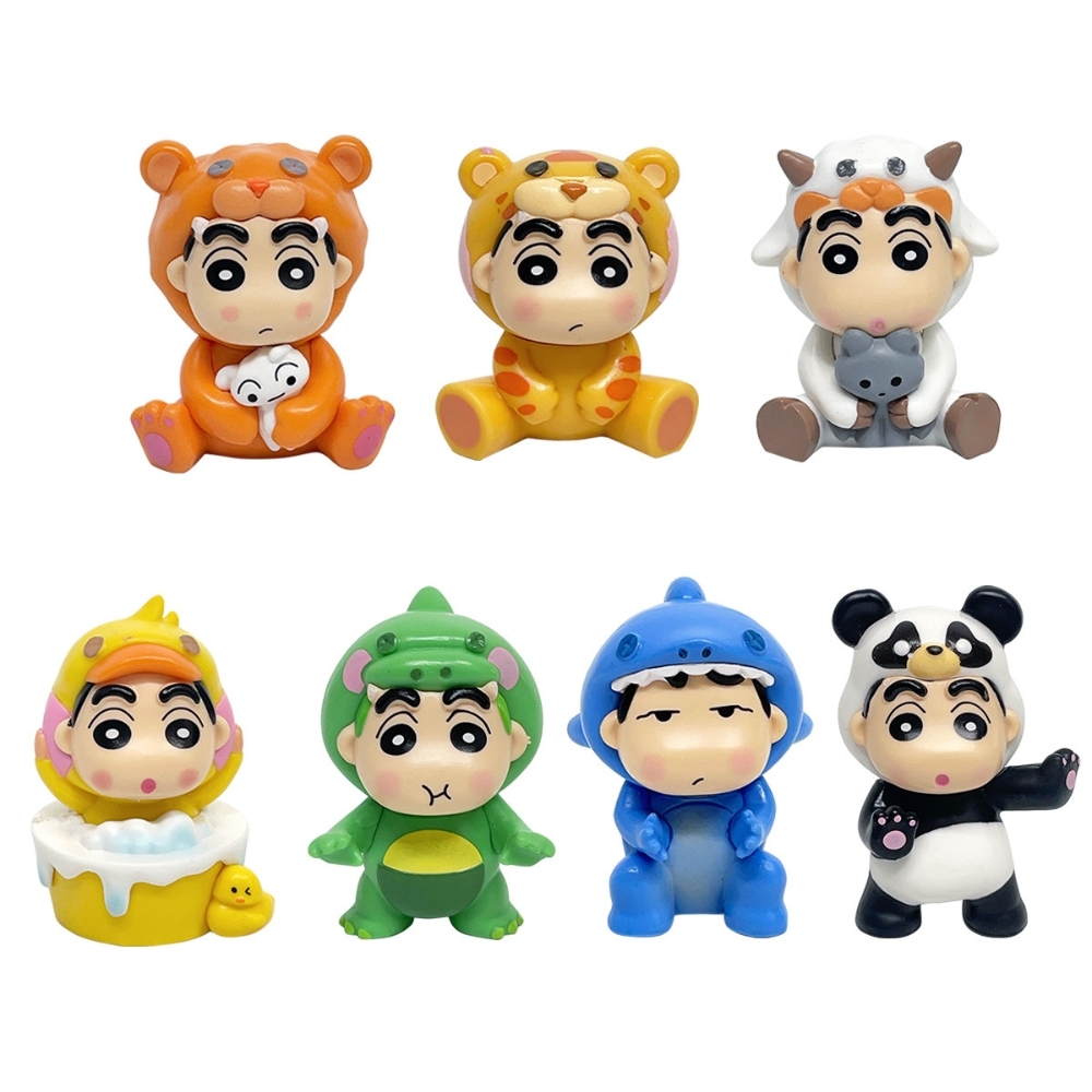 ( Giá 1 con - Bộ 7 con - Đặt Số Lượng 7 ) - Mô Hình bộ 7 Shin bút chì cosplay động vật - Cao 6.5-8cm - nặng 450gram - Figure Cậu Bé Bút Chì - bọc túi OPP - Hộp Màu - HM123 - (VAT G873-79) -K23-T2-S10