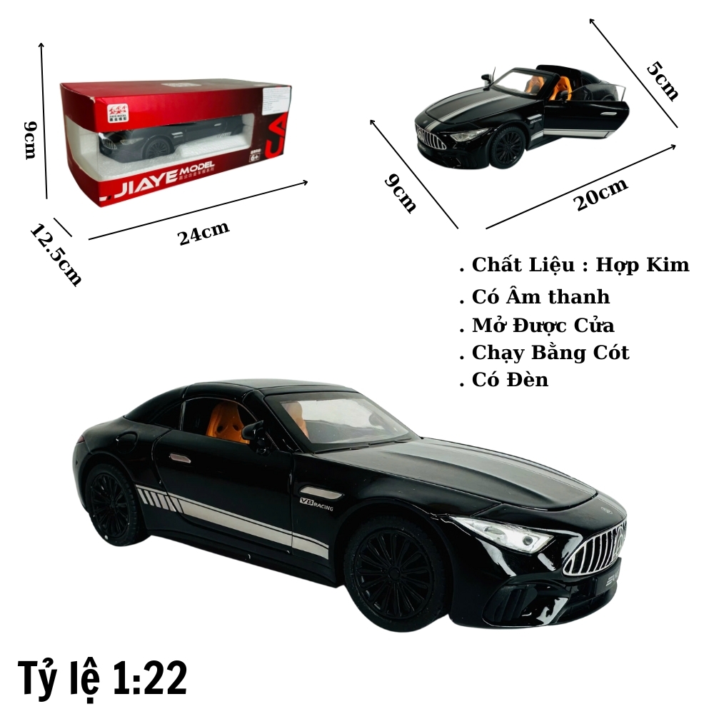 Mô Hình xe mẹc đen sọc trắng tỉ lệ 1:22 Hợp kim có thể mở cửa - bánh sau chạy cót - Dài 22cm - cao 9cm - nặng 1000gram - Figure Oto - FULL BOX : box màu - SKU : oto400 -( VAT : 003-99 ) -