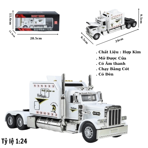 Mô Hình Xe Đầu Container Màu Trắng - Đỏ - Dài 24cm - Cao 9.5cm - Rộng : 6.5cm - nặng : 1kg - Box màu - SKU : H06111 - (VAT: 003-01-230)