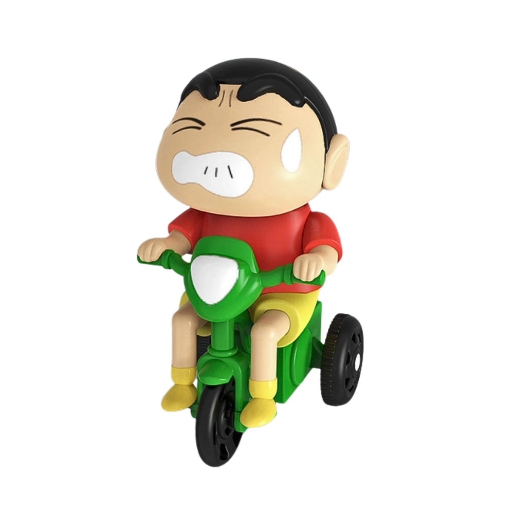 mô hình shin đi xe áo đỏ dây cót - cao : 10.5cm - figure shin - hộp màu - (VAT : G873-84) - K78-T2-S11