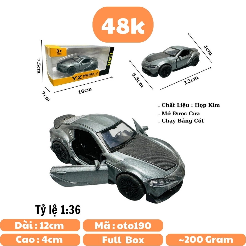 Mô Hình xe Toyota xám tỉ lệ 1:36 Hợp kim có thể mở cửa - bánh sau chạy cót - Dài 12cm - rộng 5.5cm - cao 4cm nặng : 200gram - FULL BOX : box màu SKU : oto190 N3-K10-T1-s2