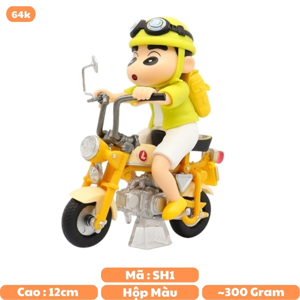 Mô Hình shin áo vàng lái xe máy cao 12cm nặng 300g , Figure shin - Hộp Màu - N1-K7-T2-S2