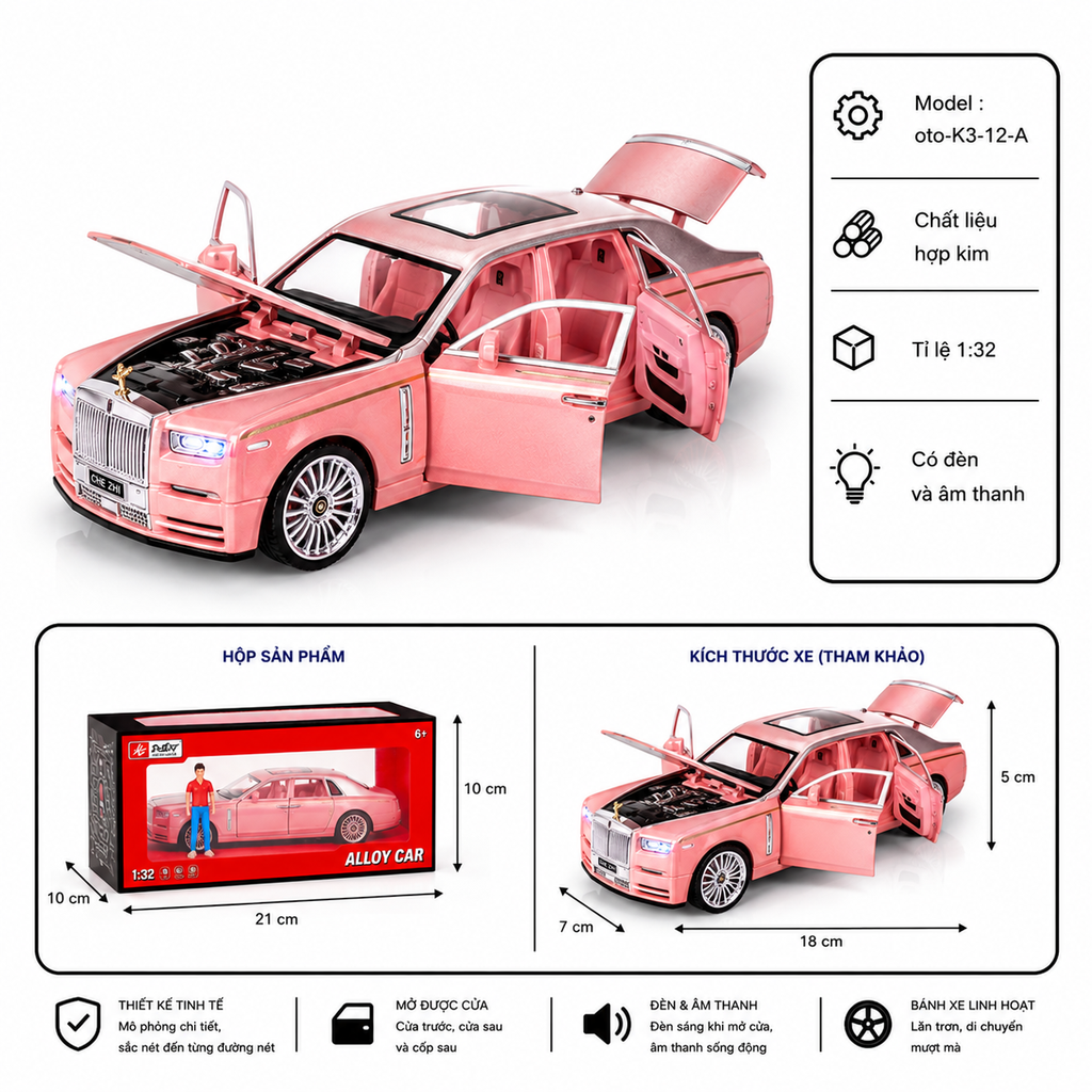 Xe hợp kim 1:32 - SKU : oto-K3-12-A - ( Vat : 002-810 !!! )