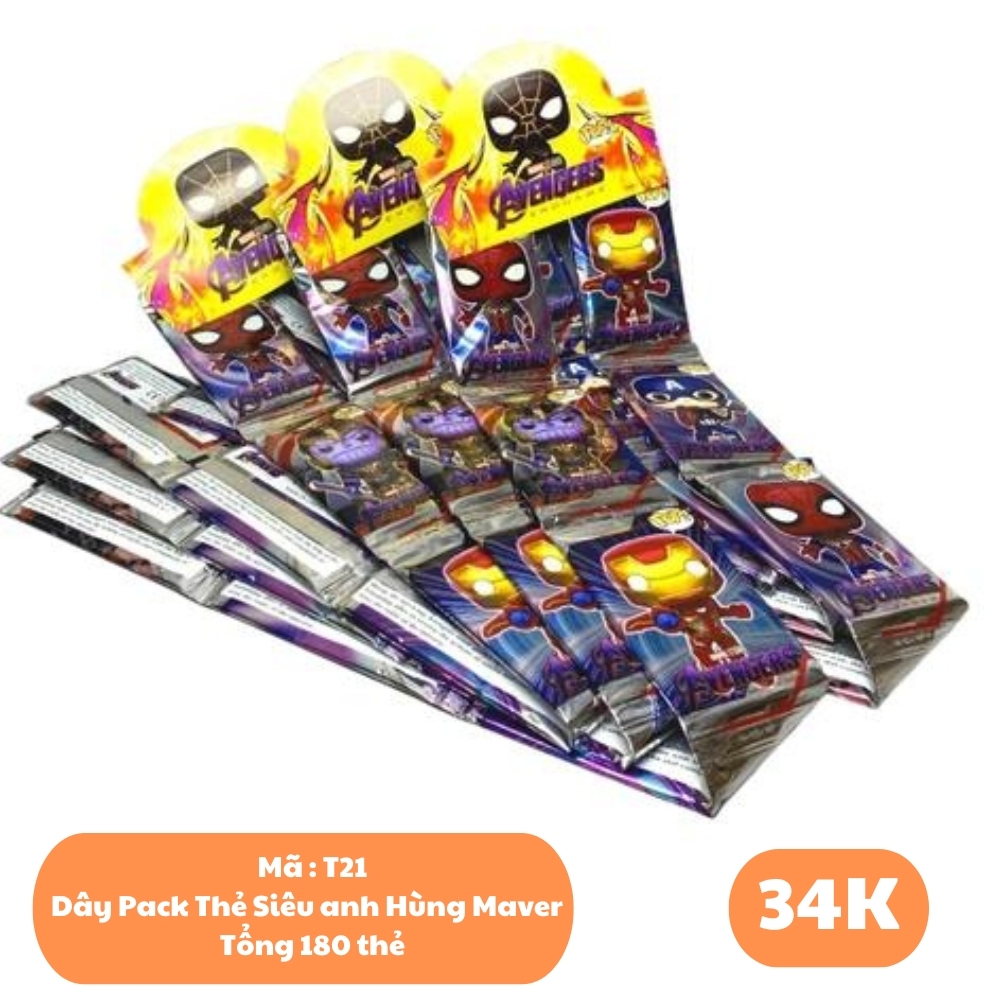 Dây Pack Thẻ Siêu anh Hùng Maver - 1 túi có 3 dây - 1 dây có 12 pack - 1 pack có 5 thẻ - N3-K19-T1-S2