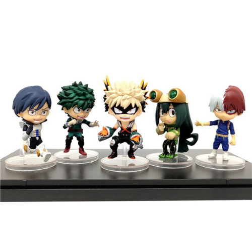 Mô Hình đồ chơi - 5 nhân vật Deku ,Lida Tenya ,Todoroki Shoto ,Bakugo Katsuki ,Asui - Học Viện Siêu Anh Hùng - No Box