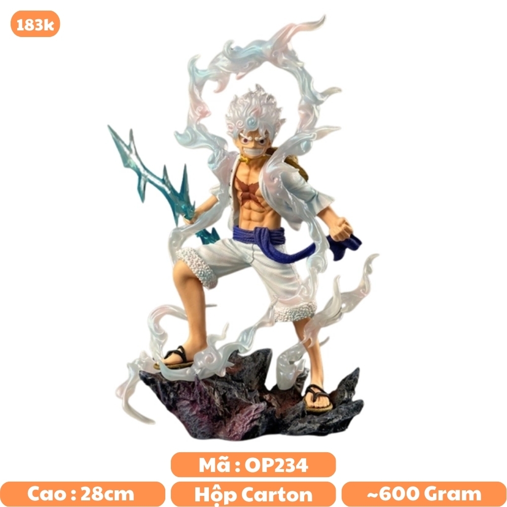 Mô hình OnePiece Luffy gear 5 đứng đá tay cầm sét - Cao 28cm - nặng 600gram - Phụ kiện : Sét - Figure One Piece - Hộp Carton - K14-T4-S1