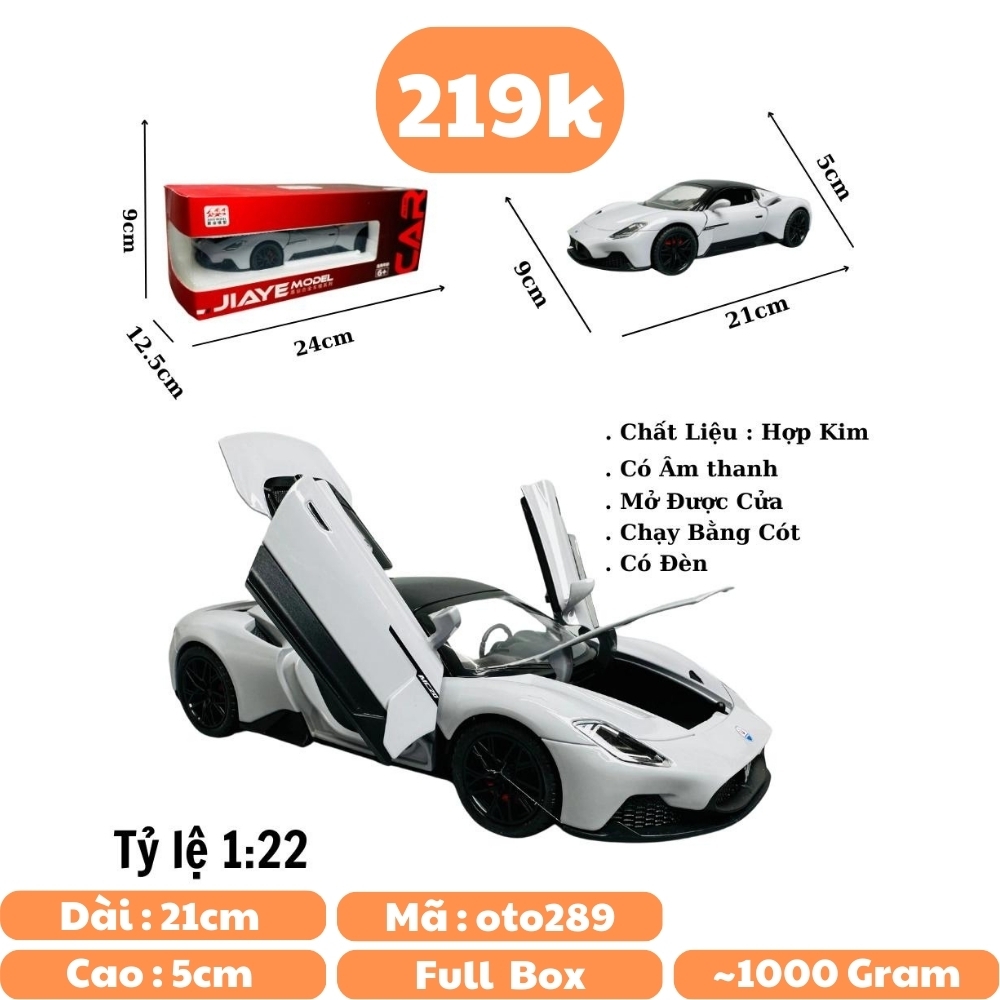 Mô Hình xe maserati xám tỉ lệ 1:22 Hợp kim có thể mở cửa - bánh sau chạy cót - Dài 21cm - rộng 9cm - cao 5cm - nặng : 800gram - FULL BOX : box màu SKU : oto289 - N3-K7-T4-S3