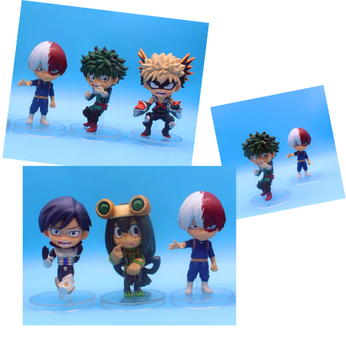 Mô Hình đồ chơi - 5 nhân vật Deku ,Lida Tenya ,Todoroki Shoto ,Bakugo Katsuki ,Asui - Học Viện Siêu Anh Hùng - No Box