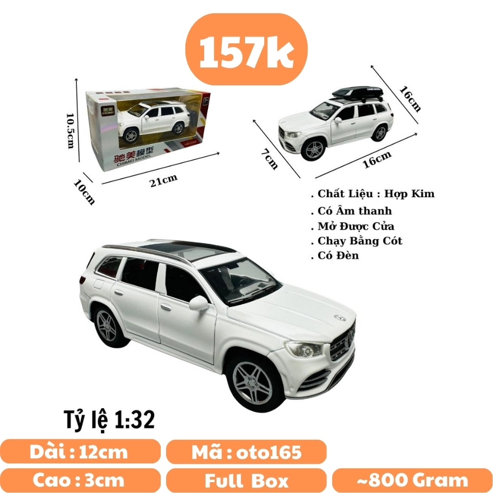 Mô Hình Xe Mẹc GLS580 Trắng 1:32 Hợp kim có thể mở cửa - bánh sau chạy cót - Có tiếng - đèn pha sáng - Dài 16cm - rộng 7cm - cao 6cm - nặng ~ 800gram - FULL BOX : box màu SKU : oto165 n3-k5-t5-s3