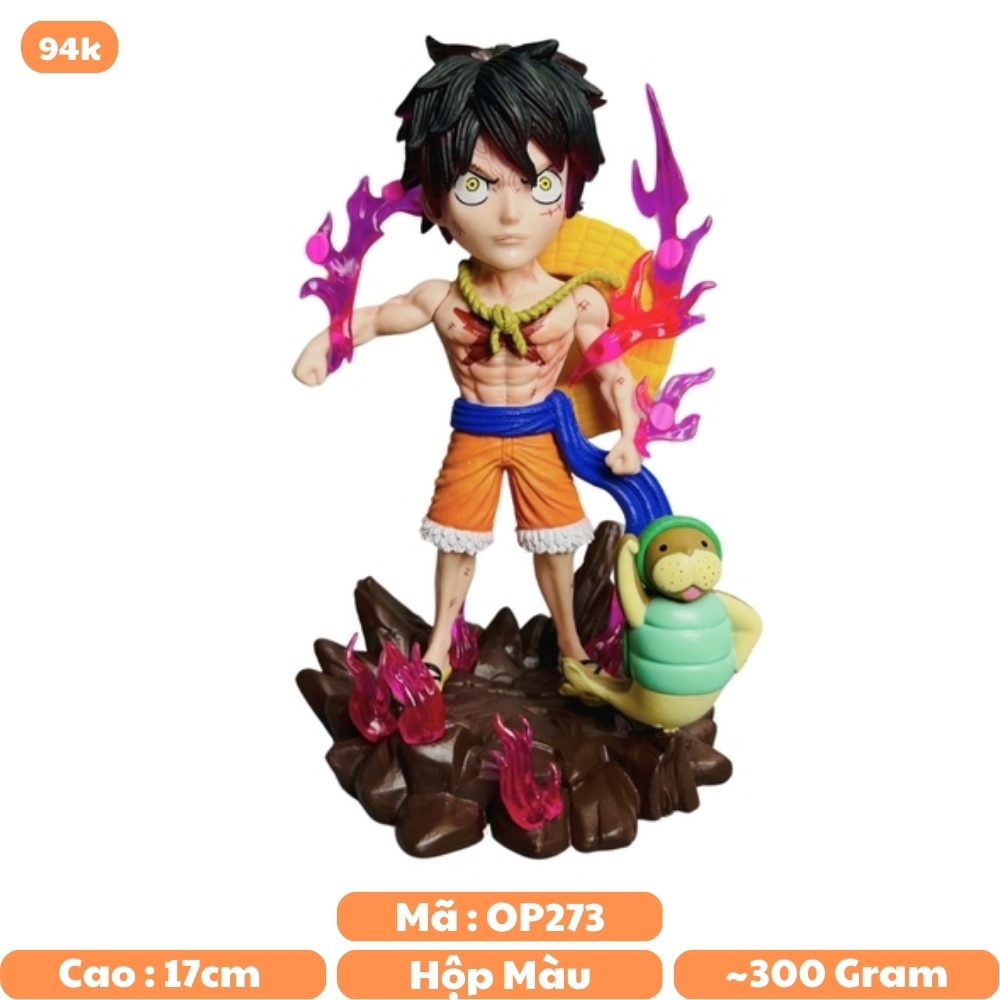Mô Hình OnePiece luffy tập luyện cùng đệ tử - cao 19cm - nặng 270gram - Hộp Màu - Figure One Piece - K26-T1-S11