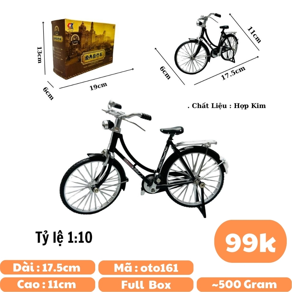 Mô Hình Xe đạp không giỏ 1:10 Hợp kim - Phụ kiện : bơm - Dài 17.5cm - rộng 6cm - cao 11cm - nặng ~ 500gram - FULL BOX : box màu SKU : oto161 - N3-K5-T1-S1