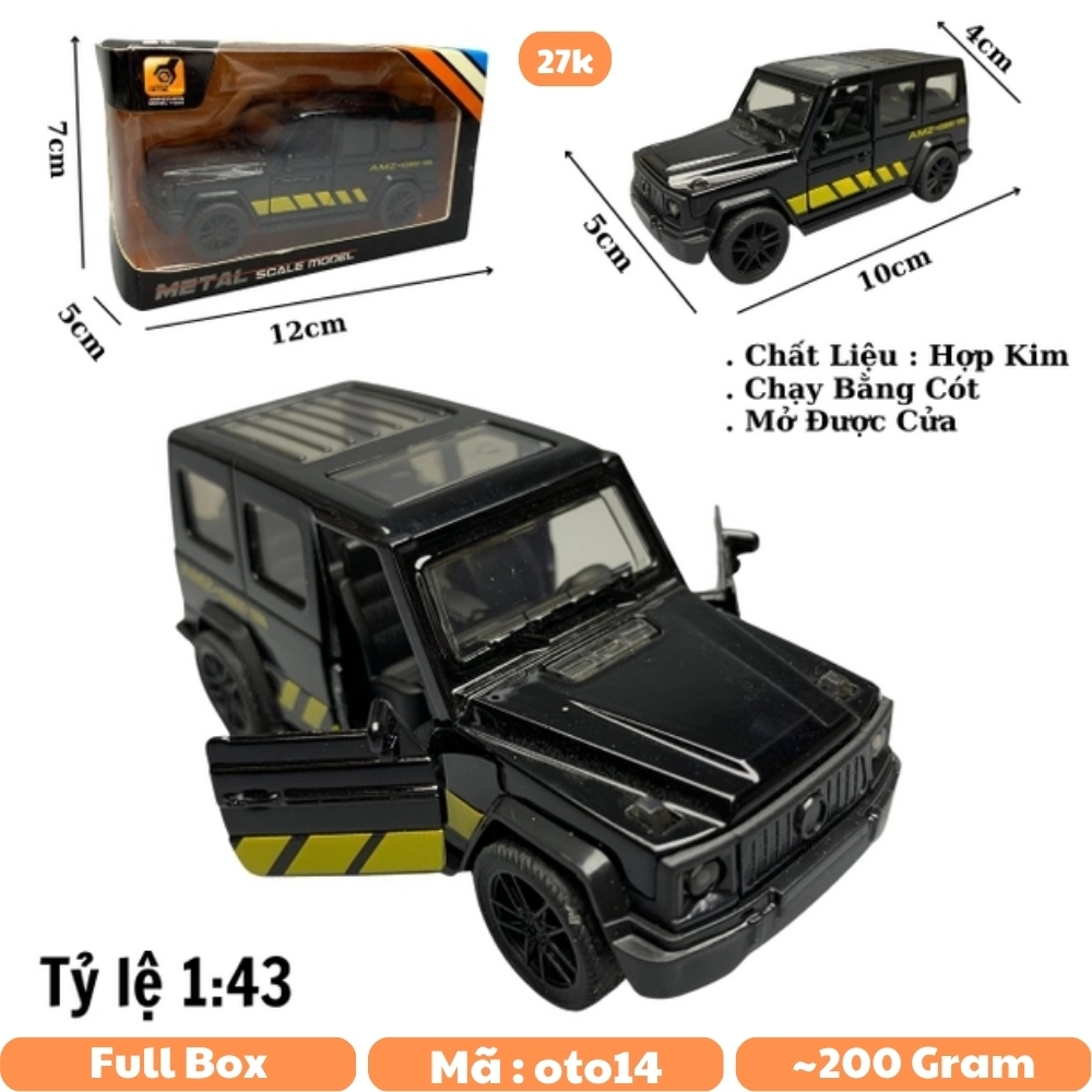 Mô Hình xe Mec AMG G63 tỉ lệ 1:43 Hợp kim có thể mở cửa - bánh sau chạy cót - Dài 10cm - cao 5cm - nặng 250Gram - Figure Oto - FULL BOX - Box Màu - SKU : oto14 số 15