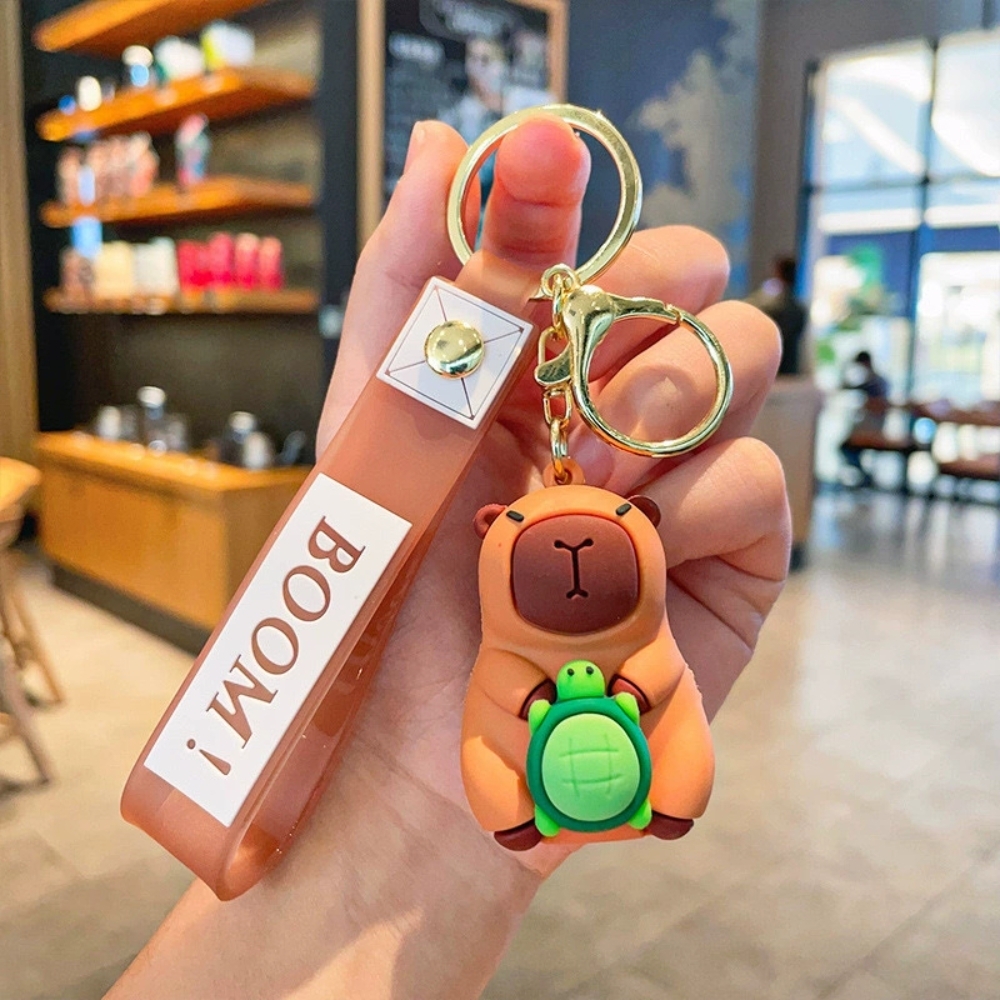 Móc capy ôm rùa - dây dài 11cm mô hình cao 6cm - nặng : 50gram - no box